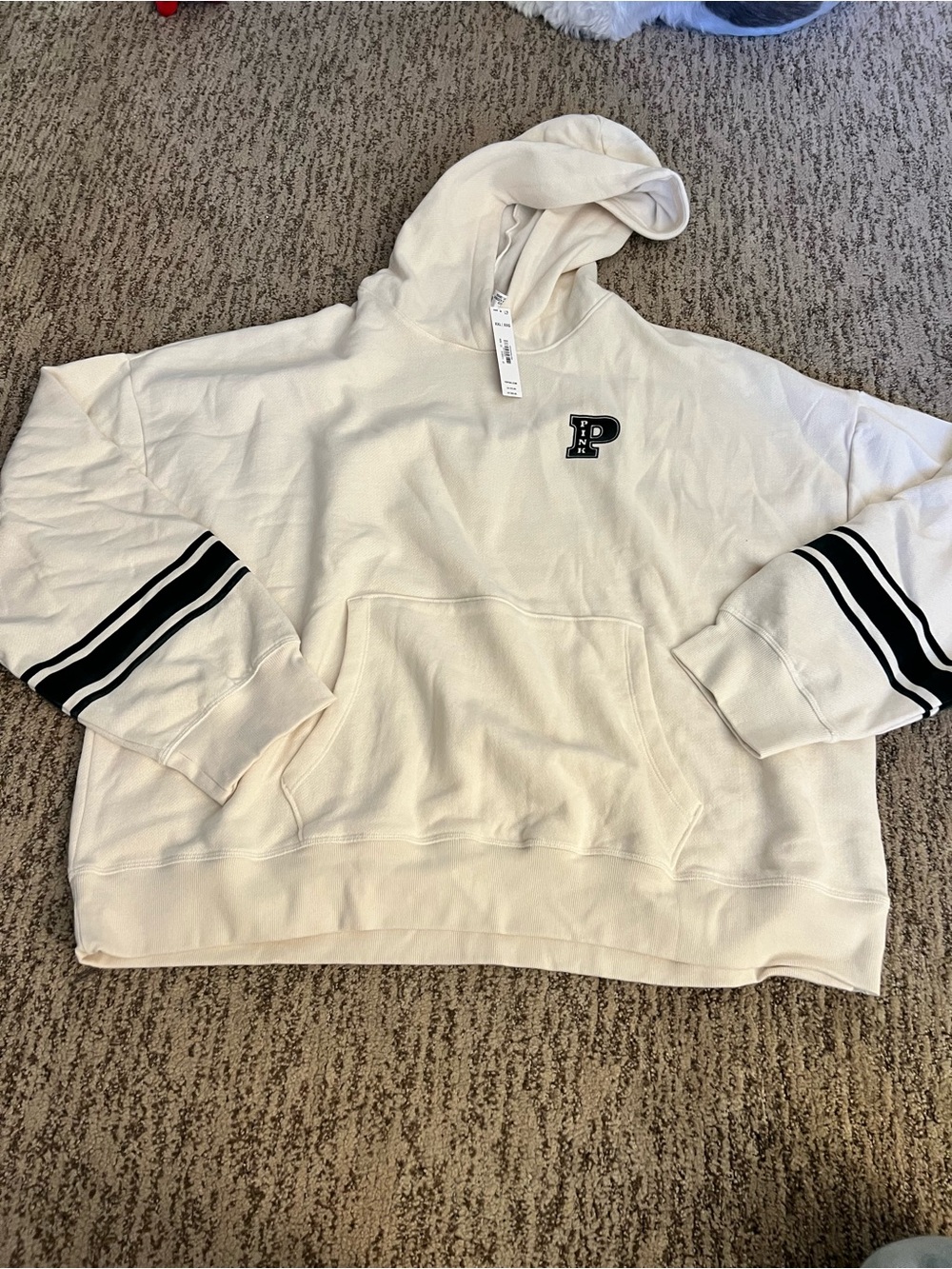 PINK Cream Hooded Sweatshirt